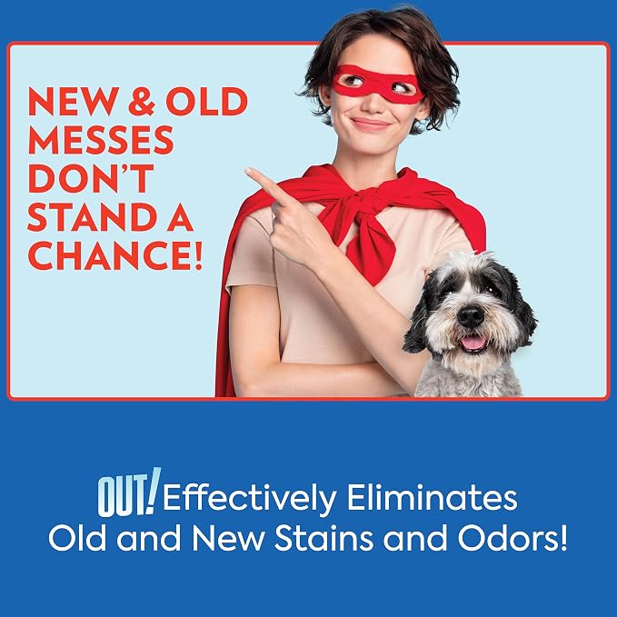 OUT! PetCare Pet Odor & Stain Remover Spray, Carpet & Floor Cleaner, Deodorizer for Dogs & Cats, Made in USA, 32 fl oz (6 Pack)