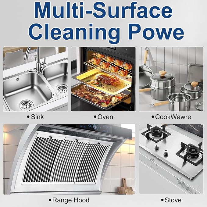 Heavy Duty Kitchen Degreaser Spray – Multi-Surface Oil & Grease Remover for Oven, Stovetop, Grill, Range Hood & Cookware, Non-Abrasive Low-Odor Formula, Effective Cleaner for Kitchen Surfaces