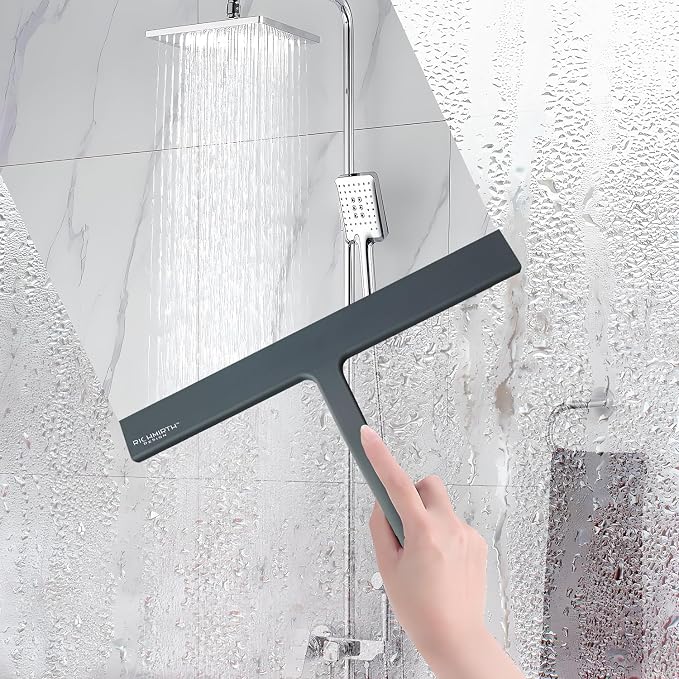 Shower Squeegee for Glass Doors, RICHMIRTH 11" Inch Width Silicone Rubber Blade Squeegee Window Cleaner Tool Squeegee for Shower Glass Doors Bathroom