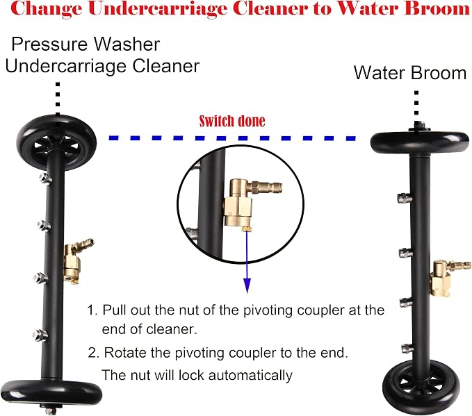 Tool Daily Dual-Function Undercarriage Cleaner with Swivel Wheel, 16 Inch | Surface Cleaner for Pressure Washer, Underbody Car Wash Water Broom, 4000 PSI