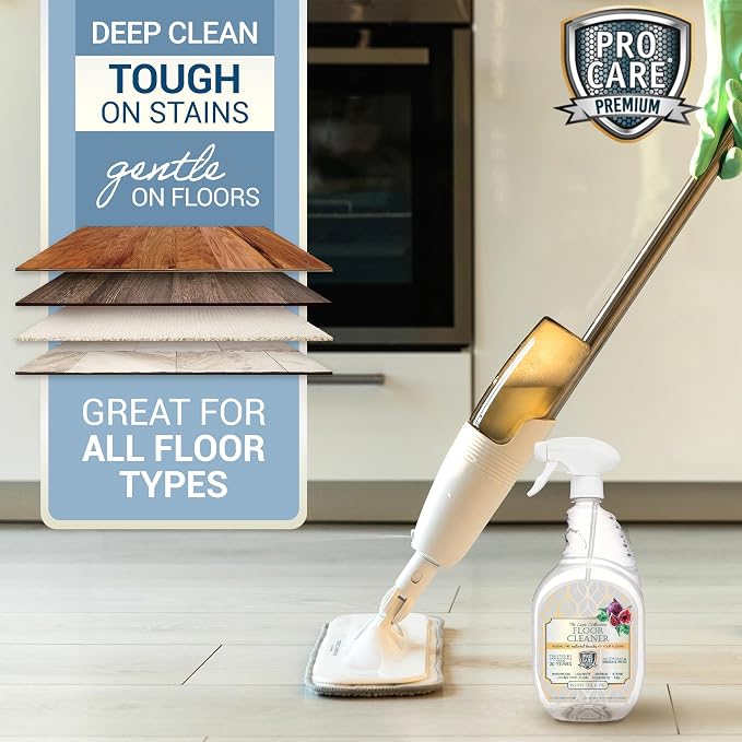 ProCare White Tea & Fig Floor Cleaner (Made in USA) | Vinyl, Wood,Tile, Stone & Laminate Floor Cleaner For Mopping, Household Supplies,Cleaning Solution For Kitchen & Bathroom-32oz/0.95L Spray Bottle