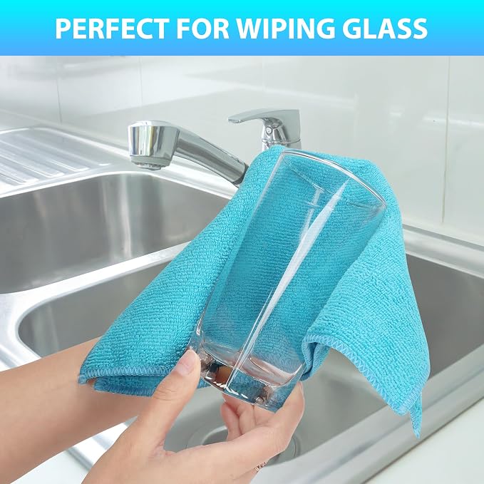 Forggon 15pcs Microfiber Cleaning Cloth Lint Free, Absorbent, Streak Free, Non-Abrasive, Reusable and Washable，Cleaning Towels with 5 Color Assorted,11.5"X11.5"(Green/Blue/Yellow/Pink/Grey)