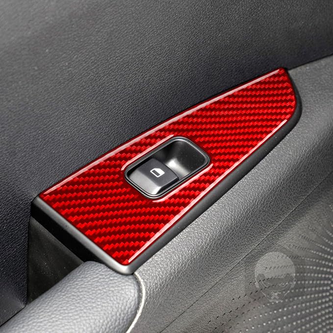Red Real Carbon Fiber Trim for KIA Forte K3 Accessories | for 2019 2020 2021 2022 2023 2024 Window Lift Button Panel Sticker Interior Thick Overlay Decal