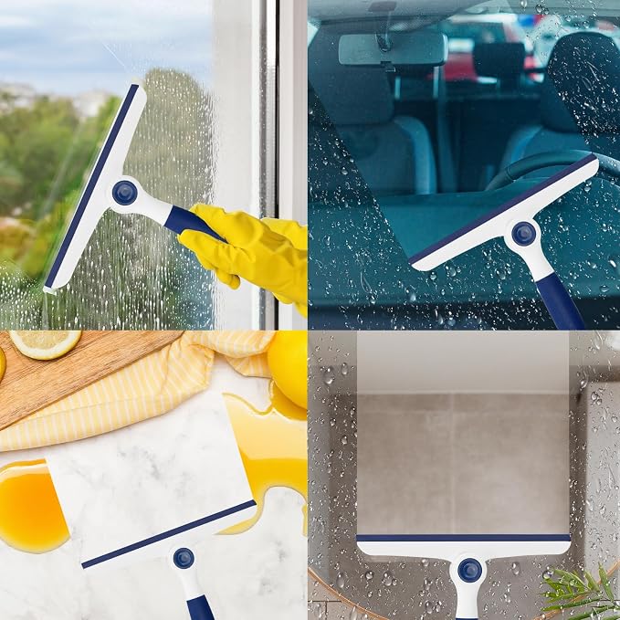 Window Squeegee for Glass Doors，All-Purpose 9.7” Window Cleaning Squeegee, Handheld for Windows, Car Windshields & More，Grey (9.5" Window Squeegee)