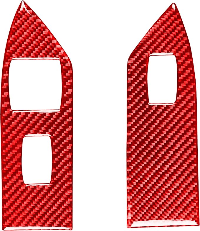 Red Real Carbon Fiber Trim for Ford Mustang Accessories | for GT Shelby 2005 2006 2007 2008 2009 Window Lift Switch Panel Cover Interior Thick Overlay Decal