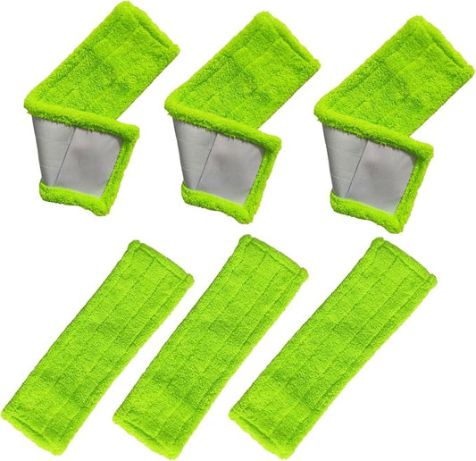 6 Pack Reusable Mop Pads Compatible with 3M Scotch-Brite M-005 Floor Mops, Microfiber Hardwood Floor Mop Pads Wet or Dry Use mop,Fit for Folding mop 15 in*3.9 in mop Head