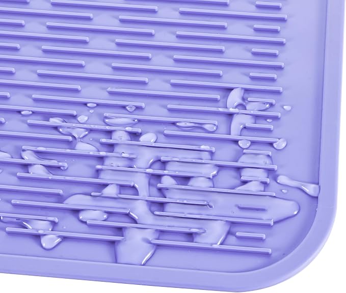 MicoYang Silicone Dish Drying Mat for Multiple Usage,Easy clean,Eco-friendly,Heat-resistant Silicone Mat for Kitchen Counter or Sink,Refrigerator or Drawer Liner Light Purple 3XL 28 inches x 18 inches