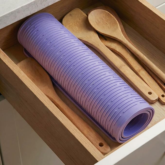 MicoYang Silicone Dish Drying Mat for Multiple Usage,Easy clean,Eco-friendly,Heat-resistant Silicone Mat for Kitchen Counter or Sink,Refrigerator or Drawer Liner Light Purple 5XL 36inches x 18inches