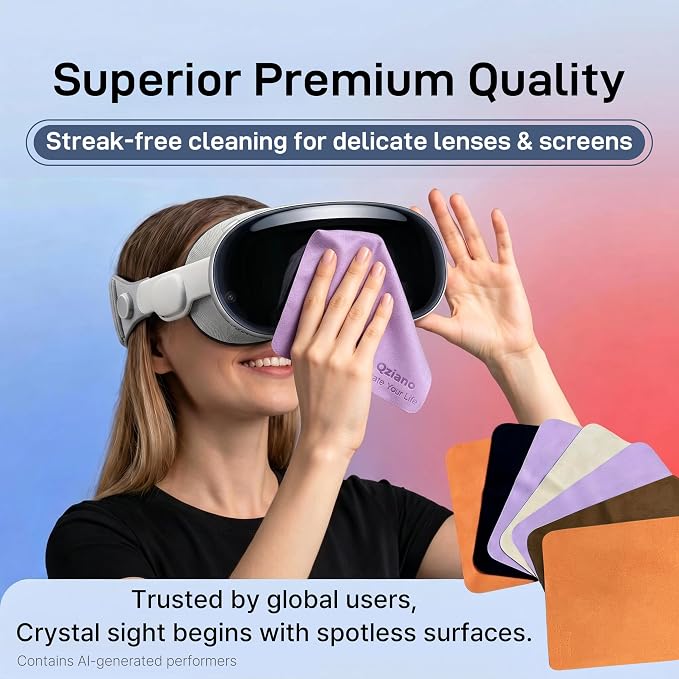 10 Pack Microfiber Cleaning Cloths, Premium 110D Scratch-Free & Lint-Free Clean Cloth for Eyeglasses, Phone Screen, Camera Lens, VR/AR Headset, Car Mirror, Reusable & Washable (5 Colour, 6.9 * 5.7)