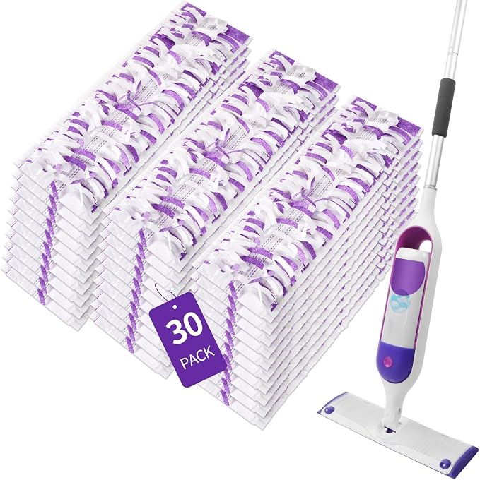 30 Pack Disposable Power Mop Pads for Swiffer Power Mop Pads, Compatible with Swiffer Power Mop Refills, Unscented Spray Replacement Floor Cleaning Refills for urface/Hardwood Floor Cleaning
