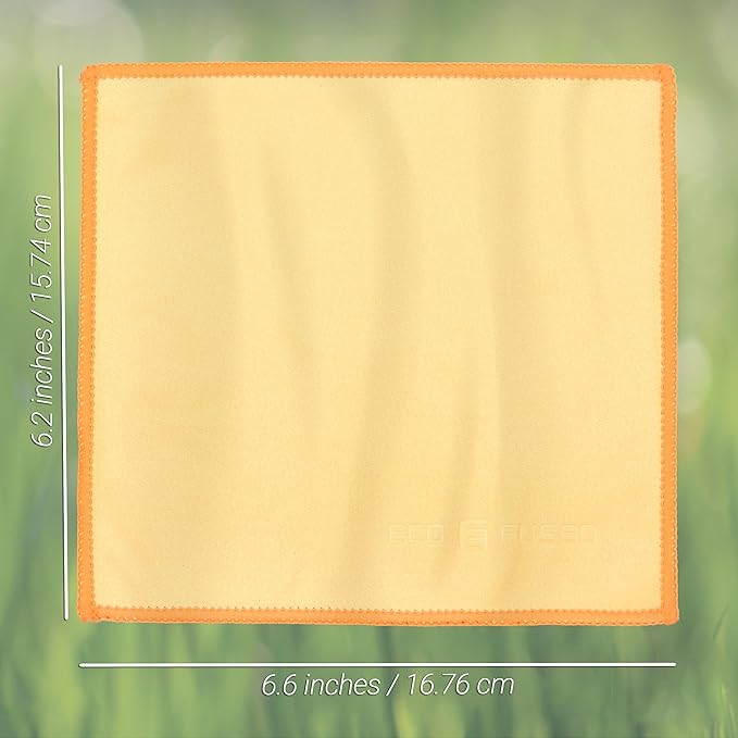 Eco-Fused Microfiber Cleaning Cloths Double-Sided - 5 Pack - 6.6 x 6.2 inch - Microfiber and Suede Cloth for Smartphones, LCD TV, Tablets, Laptop Screens, Camera Lenses (Yellow)