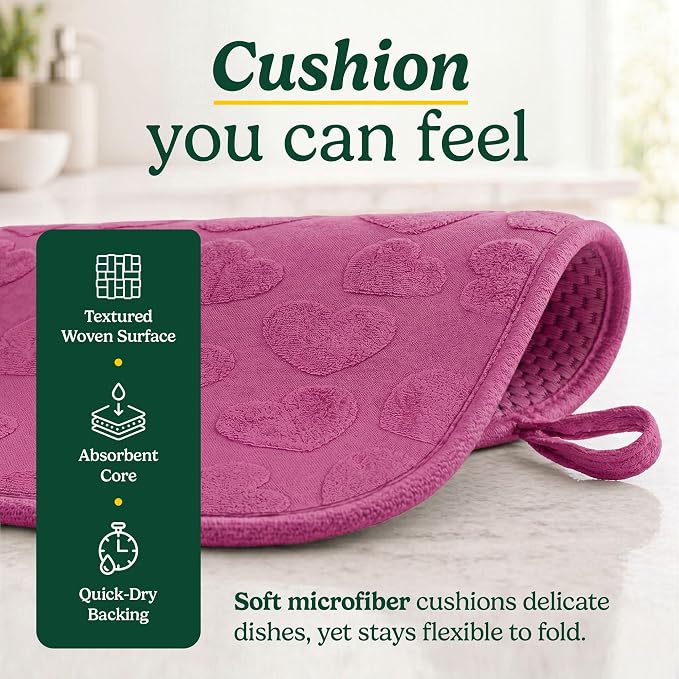 Cuisinart Dish Drying Mat for Kitchen Counter - 2-Pack XL 18x24 Ultra Absorbent Microfiber Dish Mat - Fast Drying, Machine Washable, Foldable Countertop Pad - Safe for Granite & Quartz