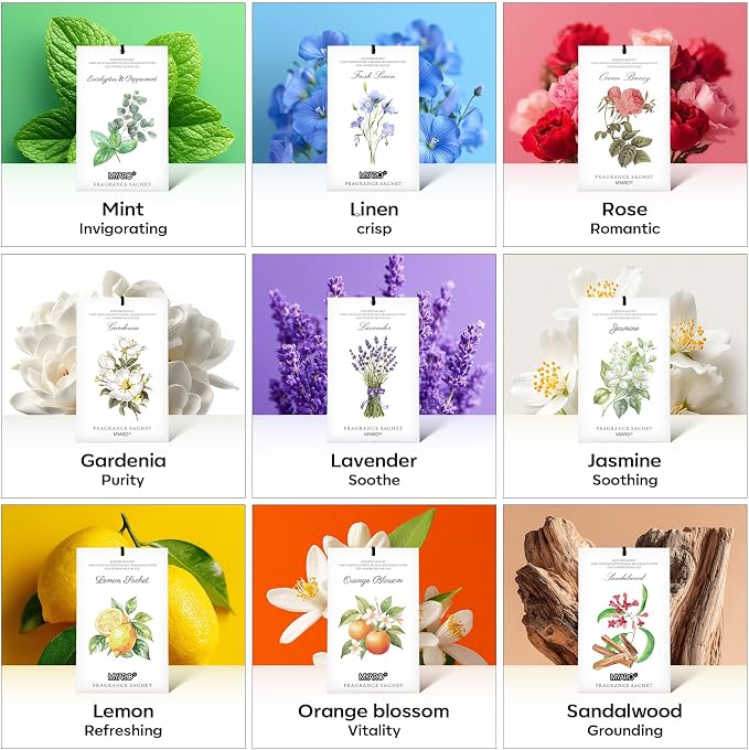MYARO 12 Pack Lavender Scented Sachets | Odor Eliminator & Air Freshener for Drawer, Closet, Car, Shoes, Gym Bag, Suitcase | Home Fragrance Gift Set