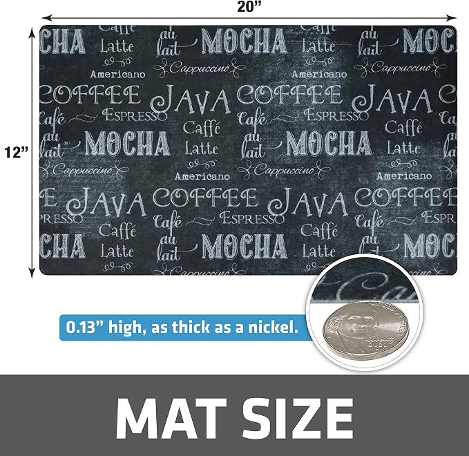Drymate Coffee Maker Mat, (Coffee Station Bar Accessory) Protects Kitchen Countertops From Spills, Stains & Scratches, Absorbent, Waterproof, Washable (USA Made) (12” x 20”) (Java Chalkboard)