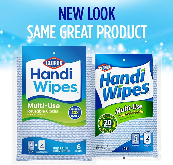 Clorox Handi Wipes Multi Use Reusable Cloths, 6 Count (Package May Vary)