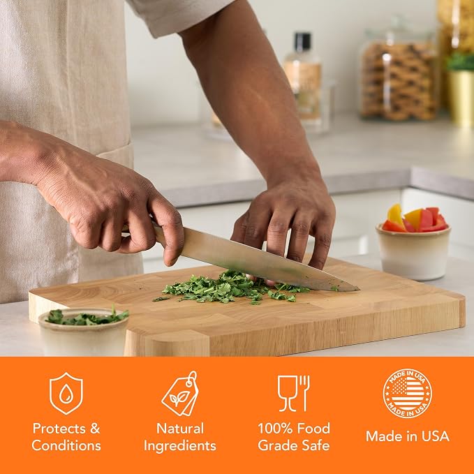 CLARK'S Natural Cutting Board Spray Cleaner with Microfiber Cloth,12oz (Pack of 2) - for Wood Countertop - Filtered Water, Distilled Vinegar, Castile Soap, Lemon & Orange Citrus Oil Extracts