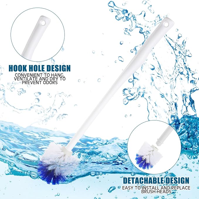 Willinglong 18 Pcs 18.5 Inch Toilet Bowl Cleaner Brush Bathroom Long Plastic Handled Cleaning Scrubber with Hook Hole Without Holder for Household Cleaning (Blue,White)