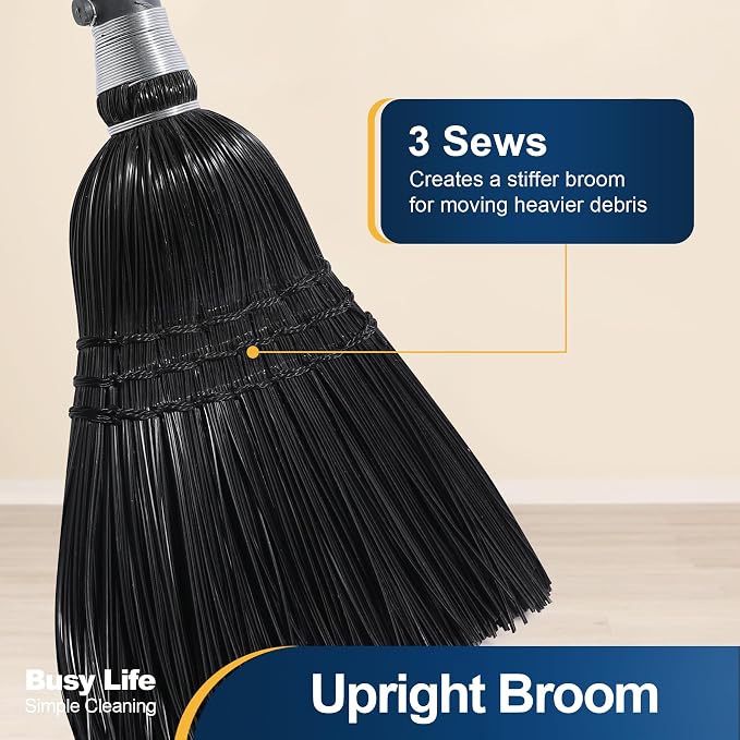 Yocada Broom Commercial Indoor Outdoor Broom 55.5 inch Tall Black | for Courtyard Garage Lobby Mall Market Floor Home Office Leaves Stone Dust Rubbish
