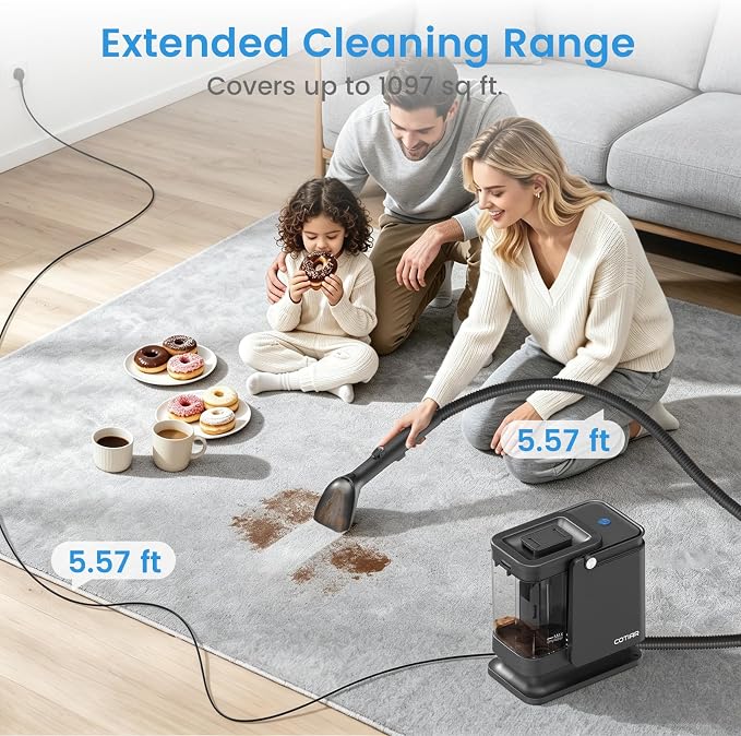 Portable Carpet Spot Cleaner Machine, Handheld Upholstery Cleaner with Pet Hair Brush & Cleaning Solution, for Pet Stains Couch Furniture Household Fabric Cleaning