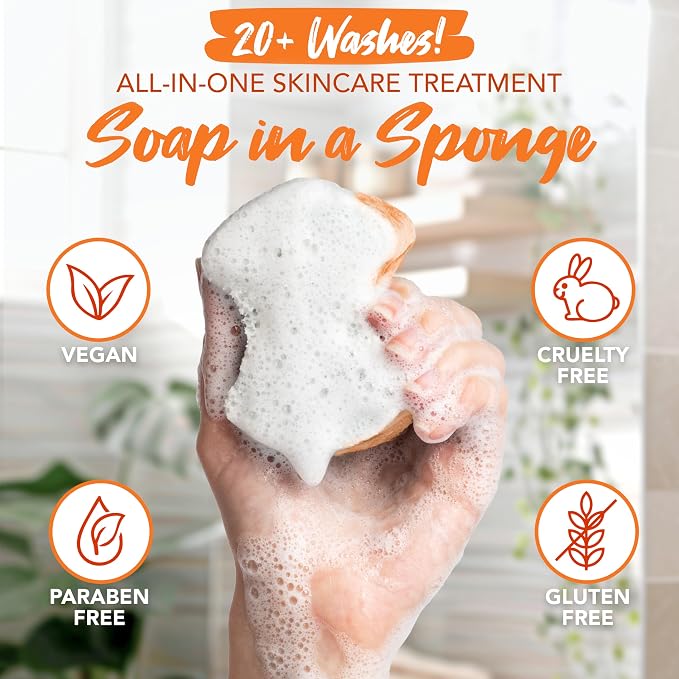 Spongables Pedi Scrub Foot Exfoliating 20+ Wash Sponge, Papaya, 1 Count