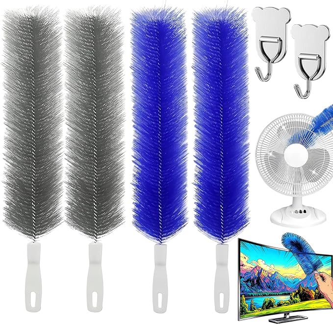 Bendable Microfiber Head, Reusable Dust Remover, 2026 Upgrade Fan Cleaner Brush, Bendable Microfiber Duster Washable Fans Cleaning Brush for Blind, Cobweb, Air Vents Cars Curtains (Mix*4)