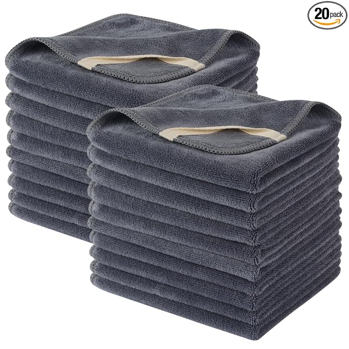 SINLAND Microfiber Facial Cloths Fast Drying Washcloth 12inch x 12inch Absorbent Face Wash Cloth Soft Makeup Remover Cloths
