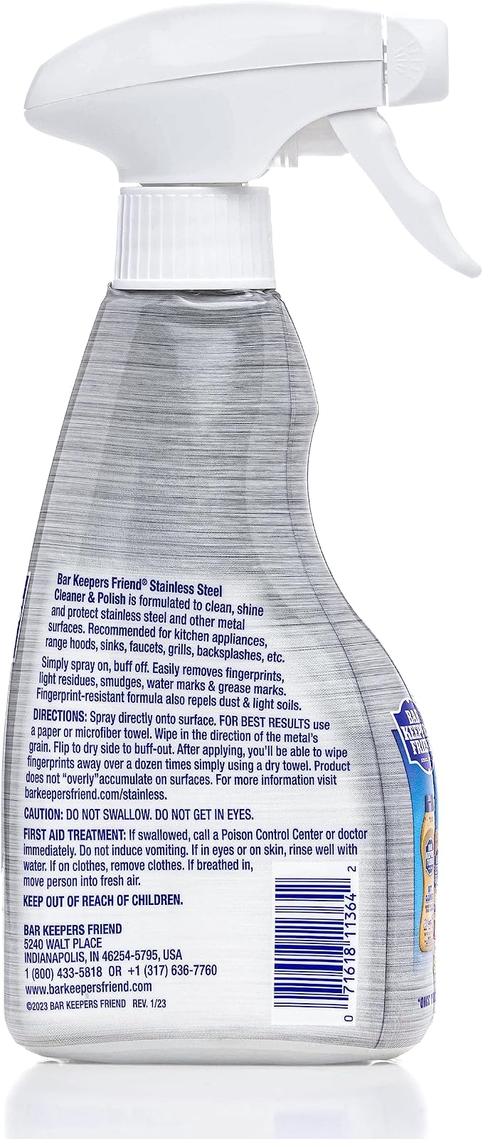 Bar Keepers Friend Stainless Steel Cleaner and Polish Spray (2 x 16 oz) Removes Oily Fingerprints, Hard Water Stains, Grime & Food Debris without Scratching or Dulling Appliances & Surfaces