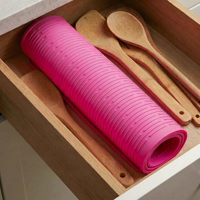MicoYang Silicone Dish Drying Mat for Multiple Usage,Easy clean,Eco-friendly,Heat-resistant Silicone Mat for Kitchen Counter or Sink,Refrigerator or Drawer Liner Rose 4XL 32 inches x 18 inches