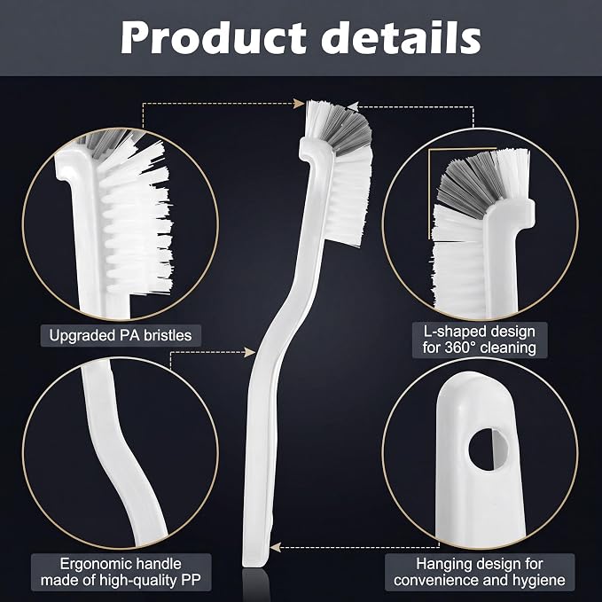 Patelai 5 Pcs Vegetable Scrubber Brush, 90 Degree Angle Fruit Cleaning Brush with PET Bristles, Multi Use Cleaning Tools for Fruits Vegetables Sink Tile Grout Window Track Corners