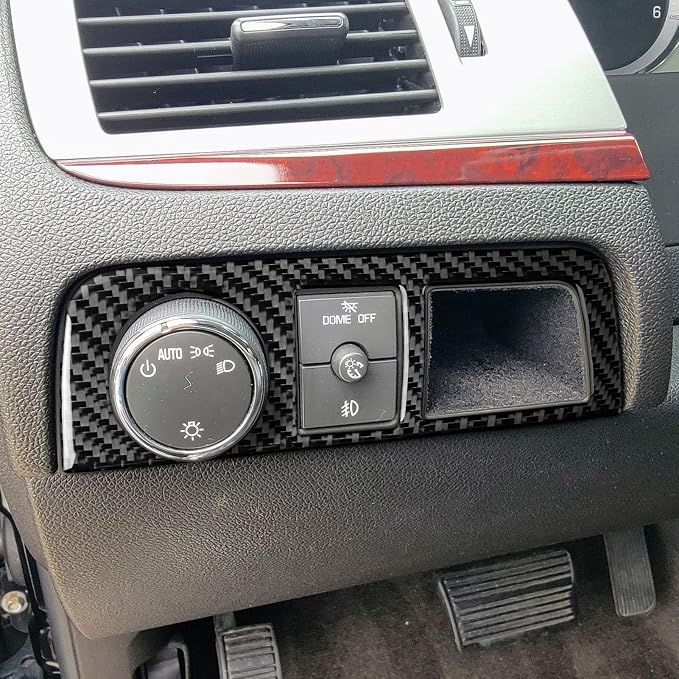 Decals Fit for Cadillac Escalade ESV 2007-2014 / EXT Hybrid 2009-2013 | Real Carbon Fiber | Accessories | Headlight Switch Control Button Surround | Anti-scratch