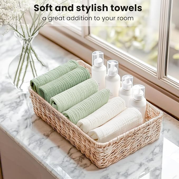 Konssy 6 Pack Face Cloths, Soft Wash Cloth for Washing Face, Cotton Face Towels for Sensitive Skin Women Facial Makeup Remover Reusable Absorbent Washcloths （11 x 11 Inch）