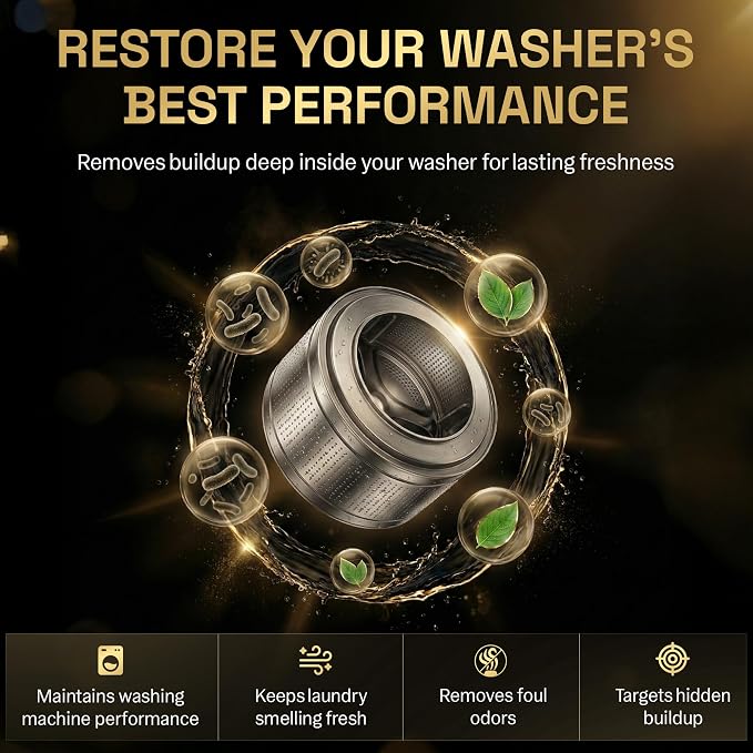 Zyro Washing Machine Cleaner Tablets – 24 Pack | Deep Cleaning Washer Cleaner & Descaler | Cleans Drum, Tub Seal & Gasket | HE Front Load & Top Load Washer | 1 Year Supply