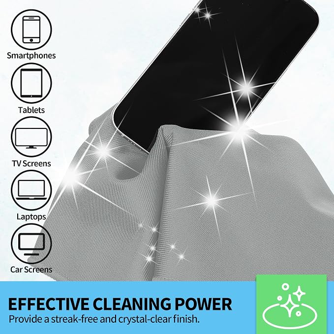 Microfiber Cleaning Cloth, 12 Pack Window Glasses Cleaning Cloth, Reusable Lint-Free Streak Free Polishing Cloth Wipes for Stainless Steel, Eyeglasses, Mirrors, Screens & Lenses,12"*12" Grey