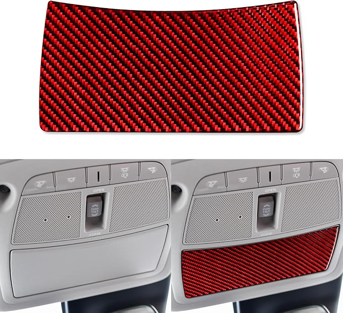 Red Real Carbon Fiber Trim for Nissan Rogue Accessories | for 2014-2020 / Rogue Sport 2017-2022 Front Roof Reading Light Panel Sticker Interior Thick Overlay Decal