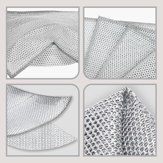 Double-Layer Steel Wire Cleaning Cloth - Non-Scratch Wire Dishcloth Rag Heavy Duty Scrub Pads Multi-Purpose Silver Mesh Scouring Pads for Dishes, Pots, Pans (20PCS)
