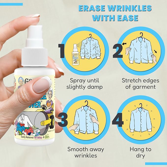 Grandma's Secret Wrinkle Remover Spray - Easily Removes Wrinkles & Odors - Wrinkle Release, Fabric Refresher Spray, Chlorine, Bleach and Toxin-Free - 3 Ounce, 3 Pack