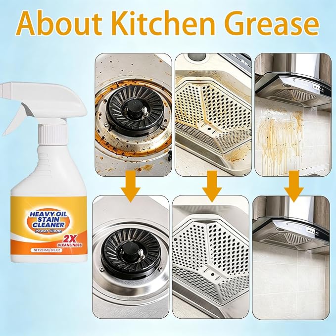 Kitchen Heavy Oil Cleaner, Kitchen Cleaner, Multipurpose Oil Stain Remover,Kitchens Grease Cleaner, Grease Remover, for Appliances Countertops Range Hoods