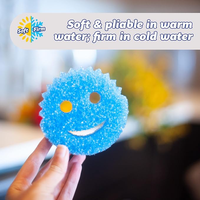 Scrub Daddy Colors Kitchen Sponges, Dish Sponges for Washing Up, Texture Changing Washing Up Sponge, Non Scratch Dish Scrubber, Odour Resistant Bathroom Cleaning Products, Dishwasher Safe, Pack of 2