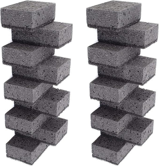 Black Multi Use Scrub Sponges. Made in Europe. 18 Pack, 4.3x2.8x1.4 inches. Heavy Duty Fiber. Odorless Durable Scrubber for Kitchen and Household Cleaning