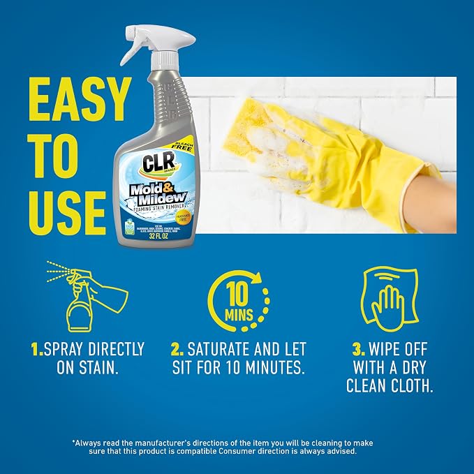 CLR Brands Mold and Mildew Stain Remover, 32 oz. Spray Bottle, Pack of 2, Multi-Surface Stain Remover, Works on Tile, Wood, Concrete, Glass, and More