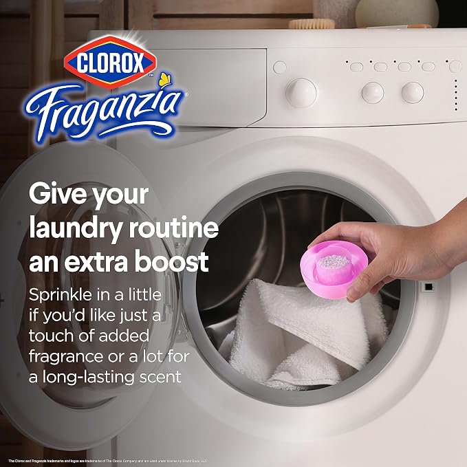 Clorox Fraganzia Laundry Scent Booster Crystals, In-Wash Fragrance Beads for Fresh-Smelling Clothes & Linens, Safe for All Fabrics & Colors, Easy-Pour Bottle, Spring Scent, 70 Oz
