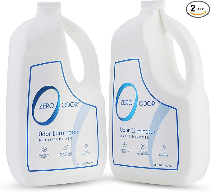 Zero Odor Multi-Purpose Odor Eliminator, Air and Surface Odor Remover for Home, Bathroom, Kitchen, and Closet, Refill, 64 oz, 2-Pack