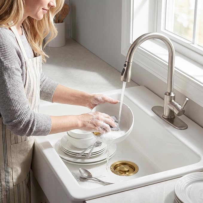 LQS Kitchen Sink Garbage Disposal Flange and Sink Stopper, fit 3-1/2 Inch Standard Sink Drain Hole Color Golden