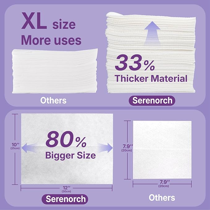 Pearl Texture Disposable Face Towels XL, 150 Count | Facial Tissues for Deep Cleansing, Ultra Thick Makeup Remover Dry Wipes, Lint-Free for Sensitive Skin