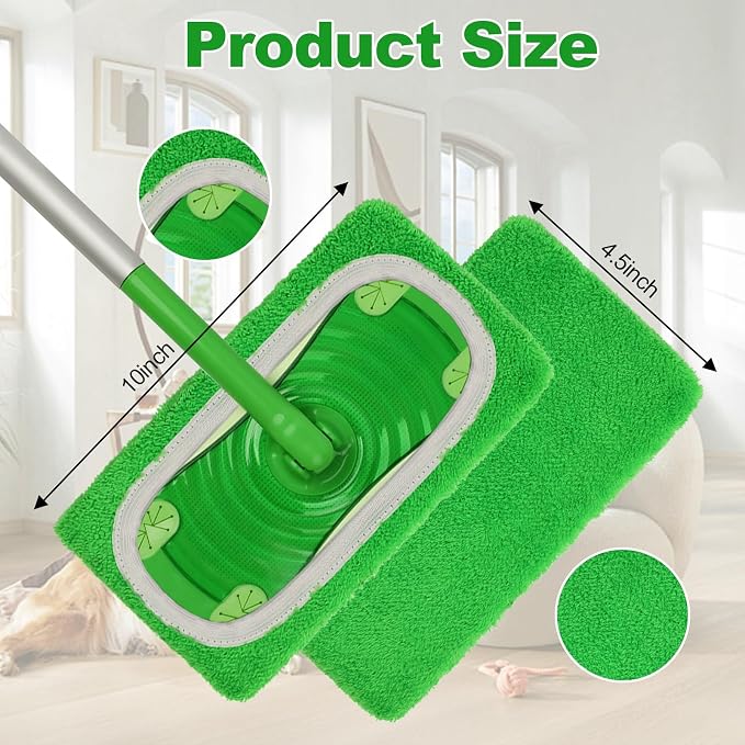 16 Pack Reusable Microfiber Mop Pads Compatible with Swiffer Sweeper, Washable Wet & Dry Mopping Pad Refills for Hardwood, Pet Hair, Laminate, Marble, Multi-Surface Floor Cleaning