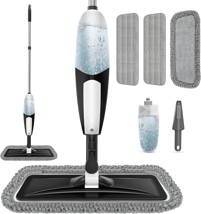 Spray Mop for Floor Cleaning: Microfiber Wet Dry Mops with 3 Washable Pads | Leak-proof Refillable Bottle, 360° Swivel Head, Lightweight Floor Mops with Sprayer for Hardwood Laminate Tile Wood Vinyl