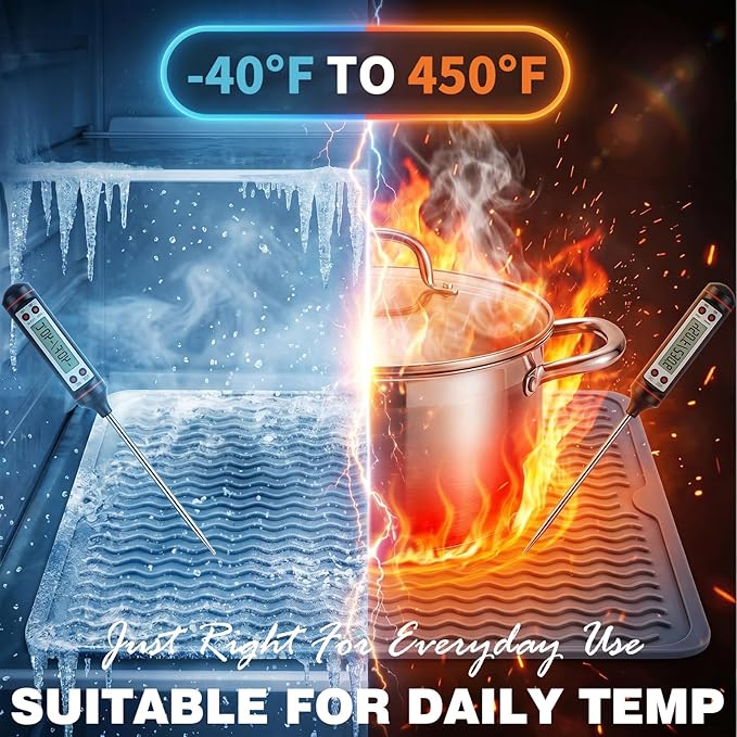 2 Pack Caketime Silicone Dish Drying Mat for Kitchen Counter Coffee Bar Easy to Clean Near Faucet Under Sink Bathroom Vanity Tray Small Gadgets Rack Home Decor Essentials 17"x6" Black