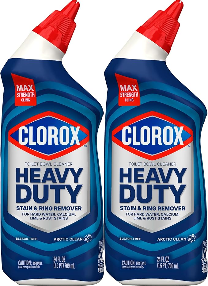 Clorox Toilet Bowl Cleaner Heavy-Duty Gel, Arctic Clean, Bleach-Free Stain Remover, Kills 99.9% of Germs, 24 oz, Pack of 2