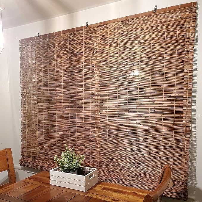 Outdoor Roller Blinds, Retro Bamboo Roll-Up Shades Anti-UV And Waterproof, Bamboo Blinds For Indoor/Outdoor Porch Privacy, Lifting, Sun Protection 18" 24" 36" 48" 56" 60" 72"W, Cordless ( Size : 42x48