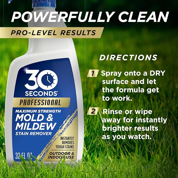 30 SECONDS Pro Mold and Mildew Stain Remover | Scrub Free | Brighter Results Instantly | Ready To Use | 32 Fl. Oz. (2 PACK)